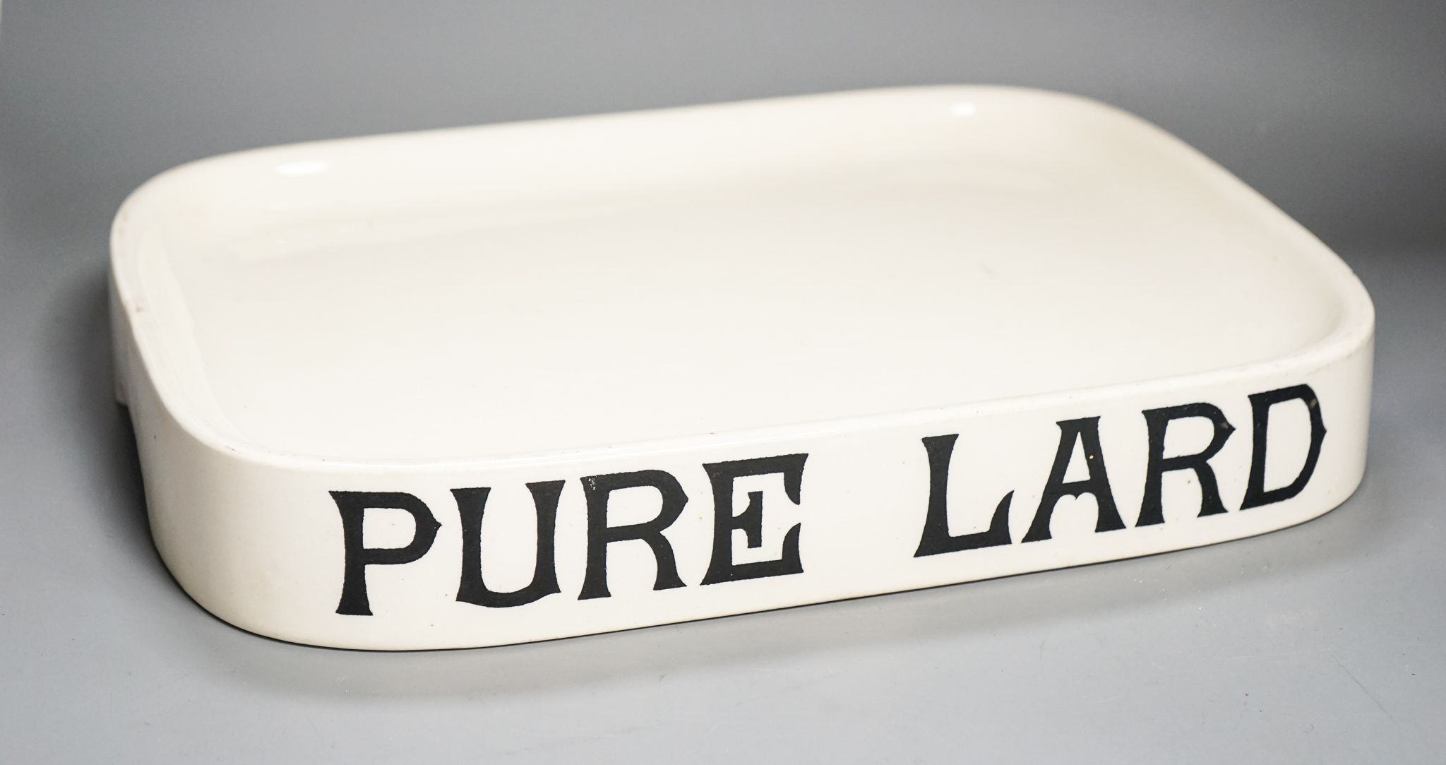 A Pure Lard earthenware container, black printed mark ‘Parnall and Sons Ltd, Avery House, Clerkenwell Green EC1 works Fishponds Bristol, 40cm